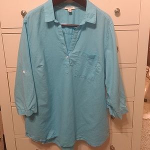 Turquoise linen tunic